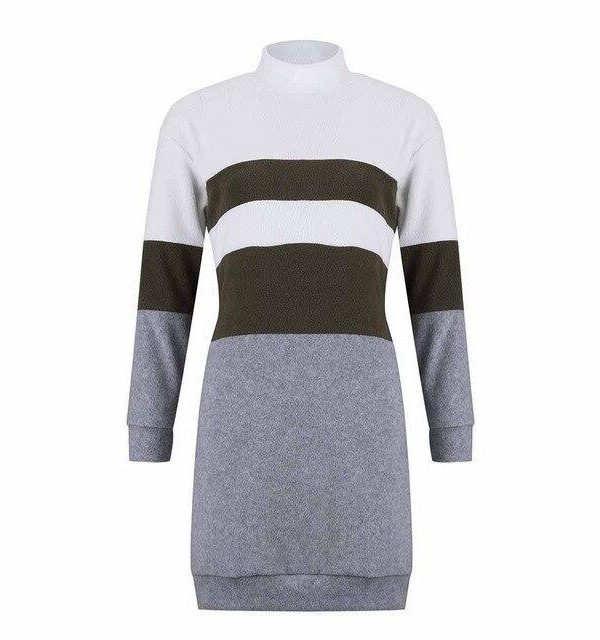 Women Party Night Bodycon Dress Fashion Casual Striped Turtleneck Long Sleeve Women Dress Sexy Dress - Takalr