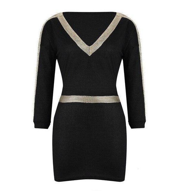 Women Party Night Clbu Wear Sexy Low Cut Patchwork Long Sleeve Elastic Waist Women Mini Dress Sexy Dress - Takalr