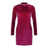 Women Party Night Club Wear Bodycon Dress Sexy Turtleneck Rivet Long Sleeve Skinny Women Mini Dress Sexy Dress - Takalr