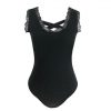 Women Romper and Bodysuit Sexy Black Sleeveless Lace Patchwork Backless Bandage Women Bodysuit Sexy Bodysuit - Takalr