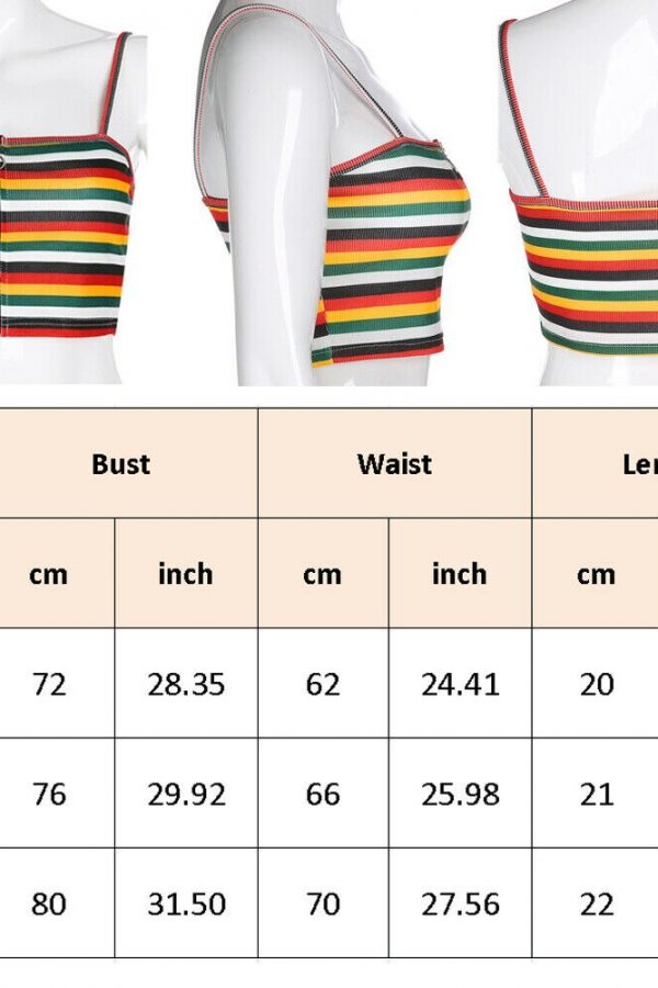 The Best Women Sexy Tank Top Vest Blouse Sleeveless Summer Zipper Crop Top Shirt Cami Top Casual Rainbow Stripe Shirt Online - Takalr