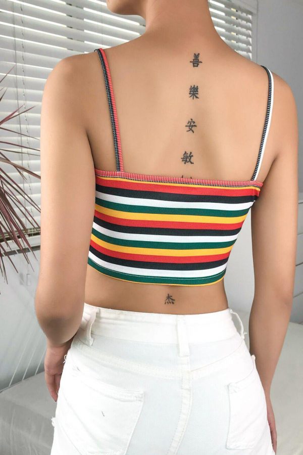 The Best Women Sexy Tank Top Vest Blouse Sleeveless Summer Zipper Crop Top Shirt Cami Top Casual Rainbow Stripe Shirt Online - Takalr