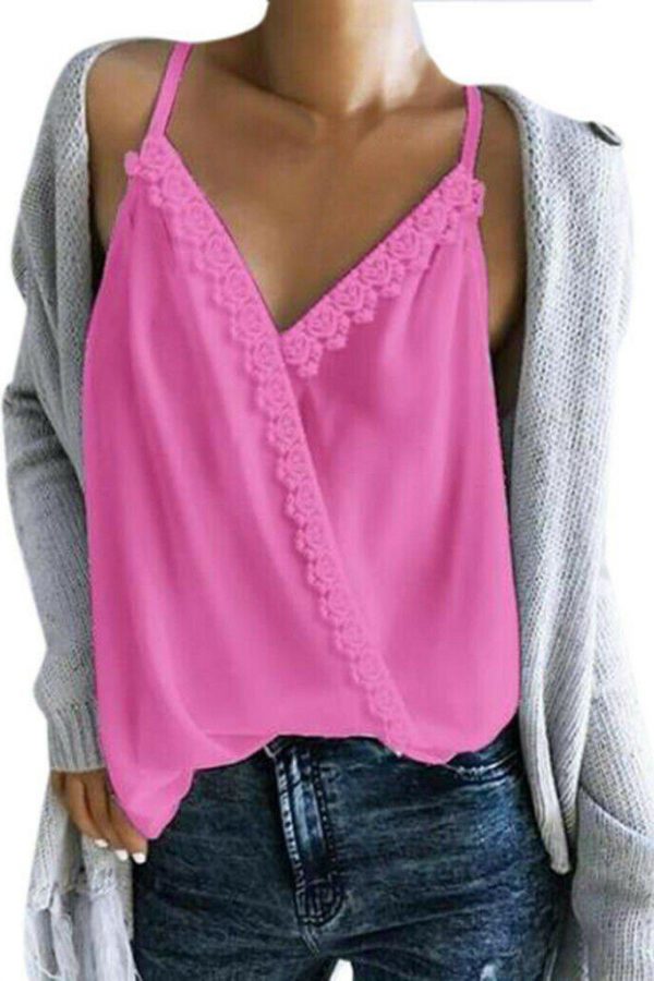 The Best Women Sexy V-neck Tank Top Vest Blouse Sleeveless Loose Summer Beach Crop Top Shirt Solid Casual Cami Top Online - Takalr