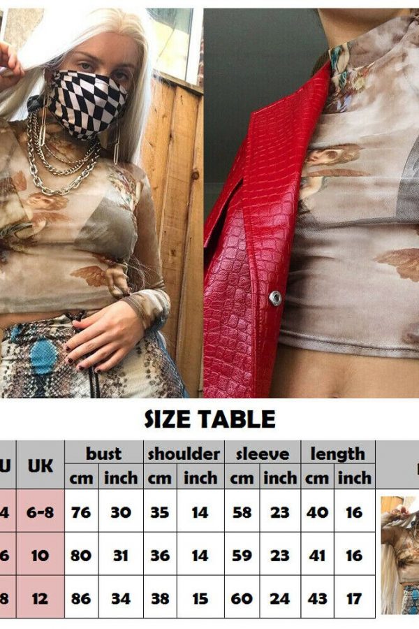 The Best Women Sheer Mesh Crop Top New Fashion Ladies Girls Summer Long Sleeve Crew Neck Stretchy Beach Holiday Shirt Online - Takalr