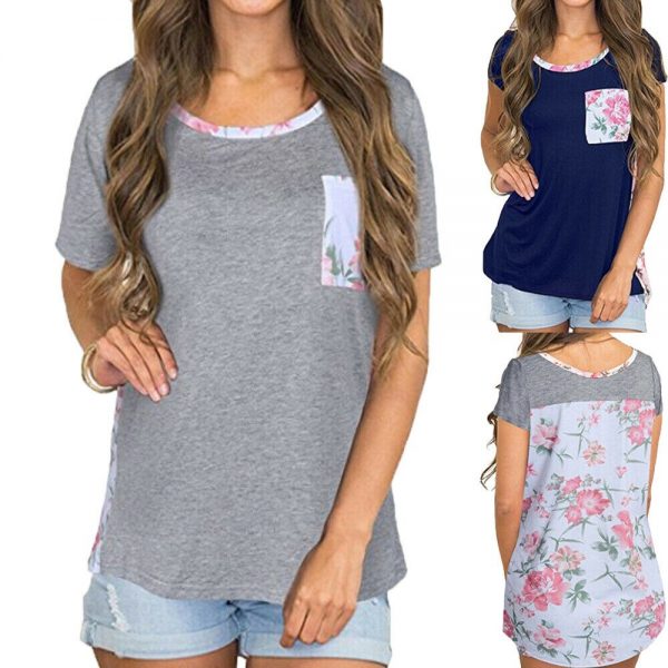 The Best Women Short Sleeve Floral Loose T-Shirts New Fashion O-Neck Ladies Summer Casual Tops Outdoor Shirt Online - Takalr