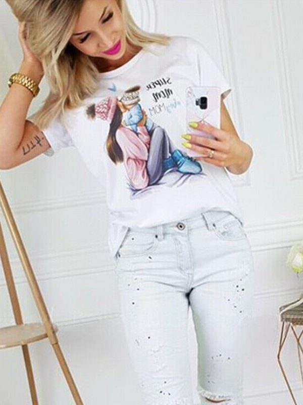 The Best Women Short Sleeve Loose T-Shirts Fashion Ladies Summer Printed Casual Tops Shirt Women Clothes Outwear Online - Takalr