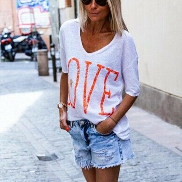 The Best Women Short Sleeve Loose T Shirts New Fashion Ladies Letter Print Summer Casual Tops Shirt Women Clothes Online - Takalr