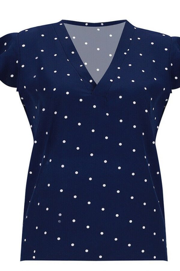 The Best Women Short Sleeve V-Neck Polka Dot Loose T-Shirts Fashion Ladies Holiday Summer Beach Casual Tops Shirt New Online - Takalr