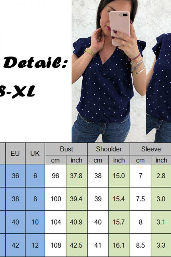 The Best Women Short Sleeve V-Neck Polka Dot Loose T-Shirts Fashion Ladies Holiday Summer Beach Casual Tops Shirt New Online - Takalr