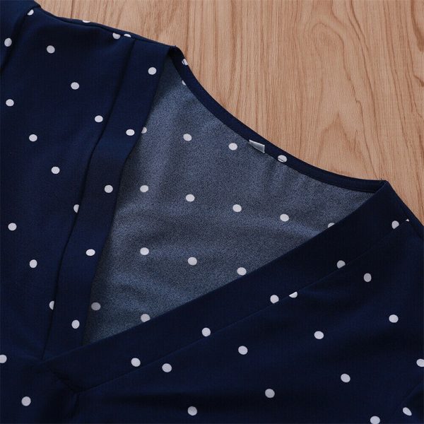 The Best Women Short Sleeve V-Neck Polka Dot Loose T-Shirts Fashion Ladies Holiday Summer Beach Casual Tops Shirt New Online - Takalr