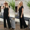 The Best Women Simple Jumpsuit Playsuit Casual Romper Wide Leg OL Ladies Summer Holiday Beach Long Pants Jumpsuit Trousers Online - Takalr