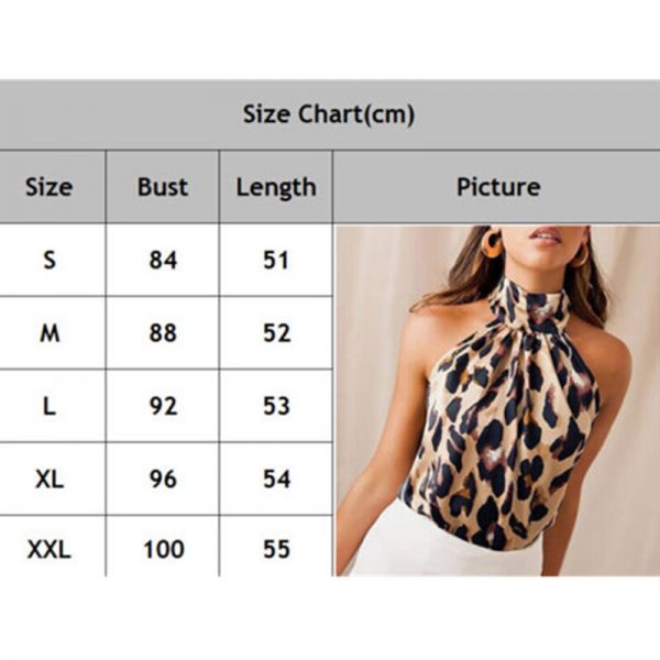 The Best Women Sleeveless Leopard Printed Halter Neck Tank Top Vest Party Christmas Backless Loose Casual Shirt Blouse Online - Takalr