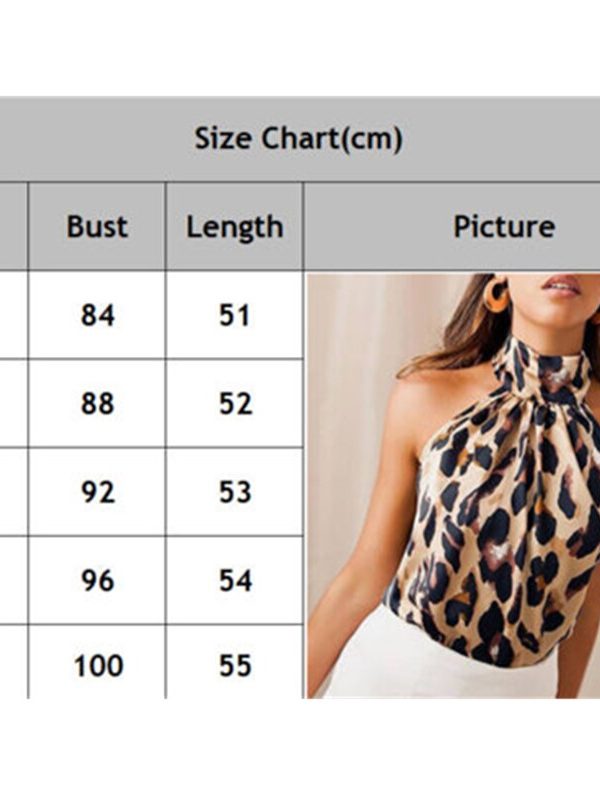 The Best Women Sleeveless Leopard Printed Halter Neck Tank Top Vest Party Christmas Backless Loose Casual Shirt Blouse Online - Takalr