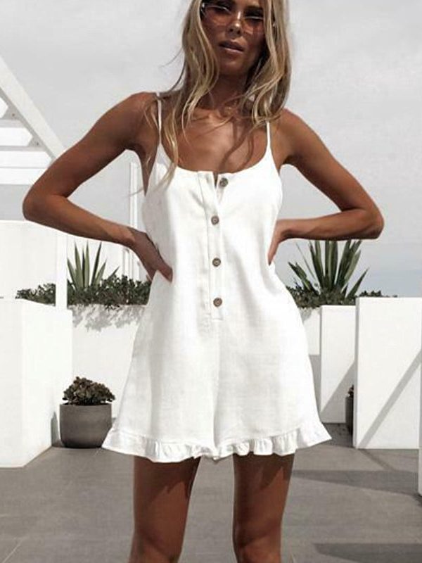 The Best Women Sleeveless Solid Playsuit Ladies Casual Holiday Beachwear Summer Beach Loose Mini Shorts Rompers Online - Takalr