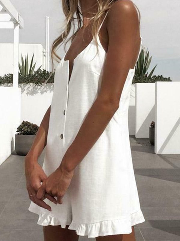 The Best Women Sleeveless Solid Playsuit Ladies Casual Holiday Beachwear Summer Beach Loose Mini Shorts Rompers Online - Takalr