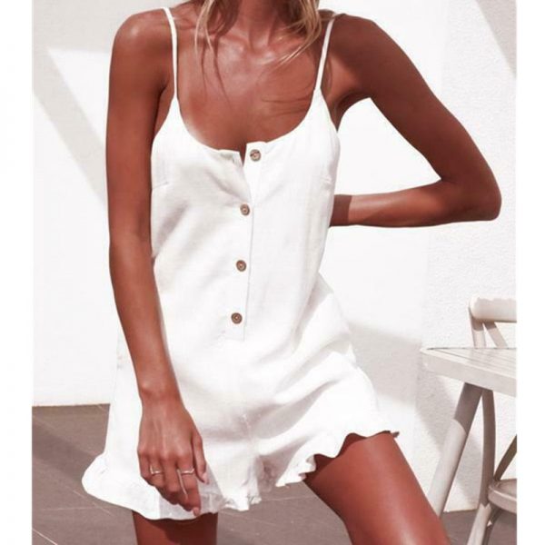 The Best Women Sleeveless Solid Playsuit Ladies Casual Holiday Beachwear Summer Beach Loose Mini Shorts Rompers Online - Takalr