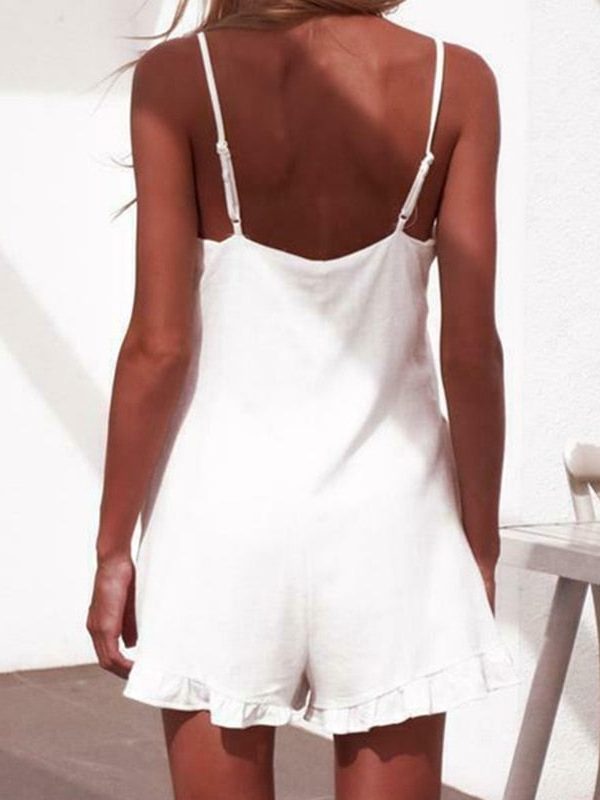 The Best Women Sleeveless Solid Playsuit Ladies Casual Holiday Beachwear Summer Beach Loose Mini Shorts Rompers Online - Takalr