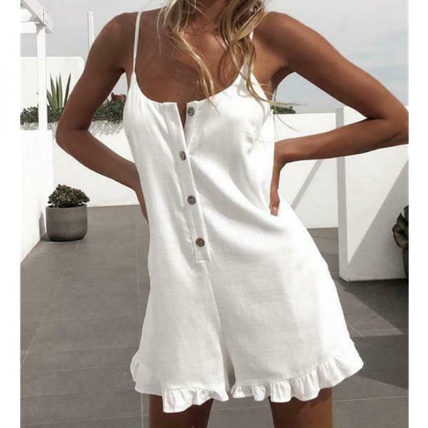 The Best Women Sleeveless Solid Playsuit Ladies Casual Holiday Beachwear Summer Beach Loose Mini Shorts Rompers Online - Takalr