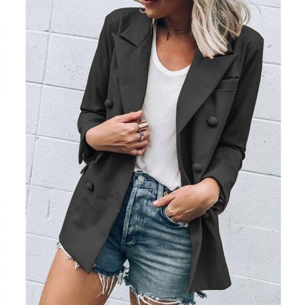 The Best Women Slim Casual Business Blazer Suit Fashion Ladies Work Jacket Autumn Winter Long Sleeve Button Coat Outwear Tops Online - Takalr