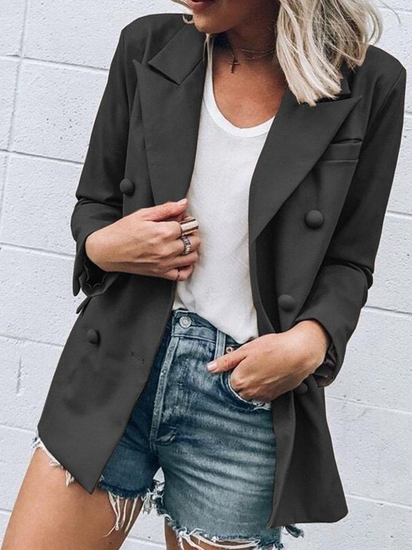 The Best Women Slim Casual Business Blazer Suit Fashion Ladies Work Jacket Autumn Winter Long Sleeve Button Coat Outwear Tops Online - Takalr