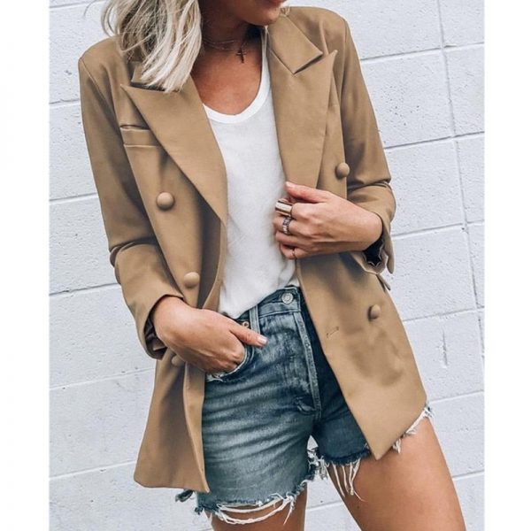 The Best Women Slim Casual Business Blazer Suit Fashion Ladies Work Jacket Autumn Winter Long Sleeve Button Coat Outwear Tops Online - Takalr