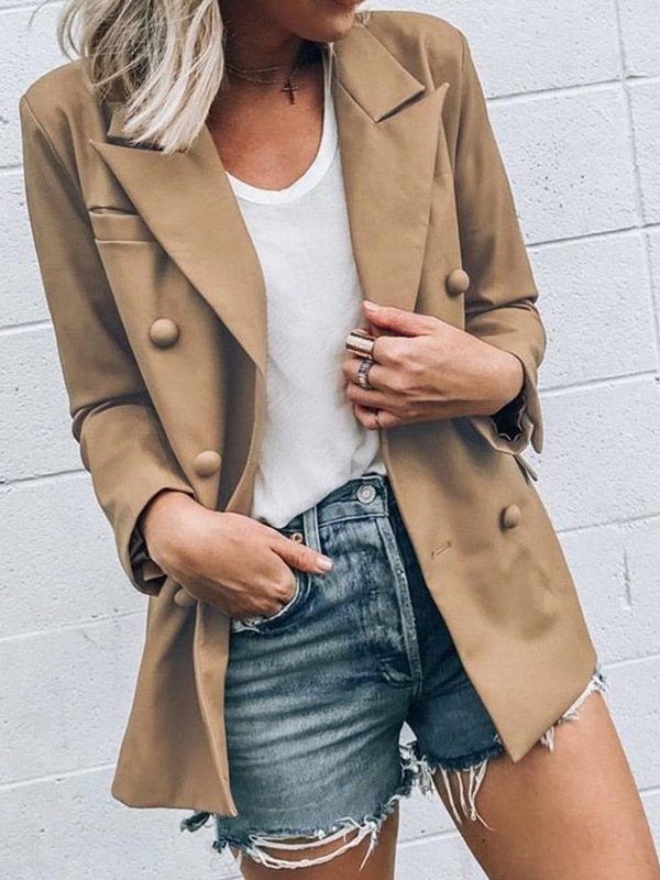 The Best Women Slim Casual Business Blazer Suit Fashion Ladies Work Jacket Autumn Winter Long Sleeve Button Coat Outwear Tops Online - Takalr