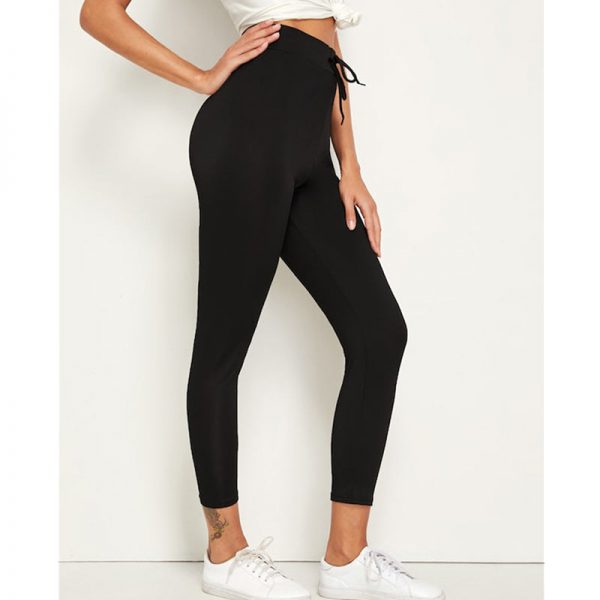 The Best Women Solid Drawstring Waist Leggings Winter Thick Warm Thermal Stretchy Trousers Sportswear Fitness Running Gym Scrunch Pants Online - Takalr