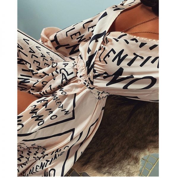 The Best Women Spring Summer Autumn Dress 2019 Letter Print Boho V-neck Long Dress Slit Maxi Dress Beach Robe Femme Casual Loose Dresses Online - Takalr