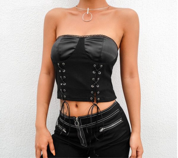 The Best Women Strapless Summer Bandage Bustier Bra Crop Tops Vest Holiday Sexy Ladies Sleeveless Casual Short Tube Tank Tops Online - Takalr