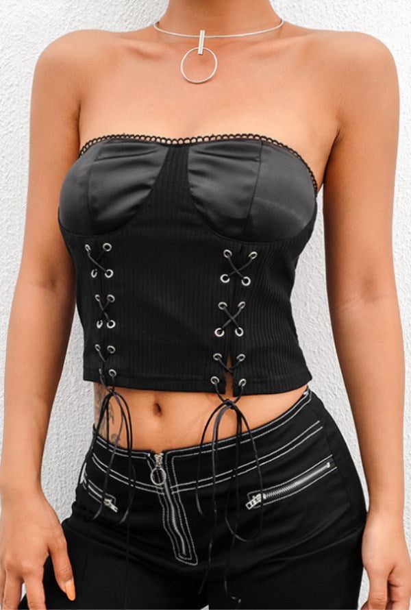 The Best Women Strapless Summer Bandage Bustier Bra Crop Tops Vest Holiday Sexy Ladies Sleeveless Casual Short Tube Tank Tops Online - Takalr