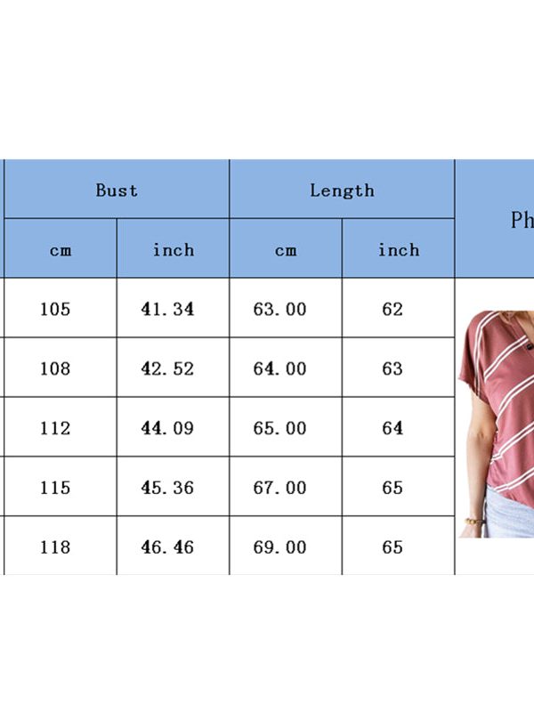 The Best Women Stripe V-Neck Loose T-Shirts Fashion Ladies Summer Casual Batwing Sleeve Loose Button Top Shirt Office Shirt Online - Takalr