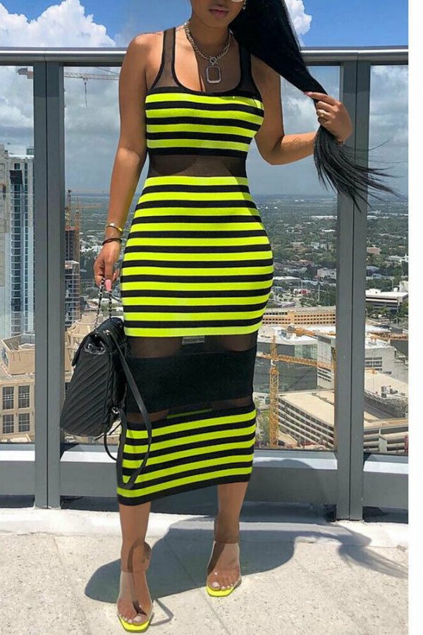 The Best Women Striped Sleeveless Bandage Bodycon Dress Summer Beach Ladies Casual  Holiday Party Slim Dress Sundress Online - Takalr