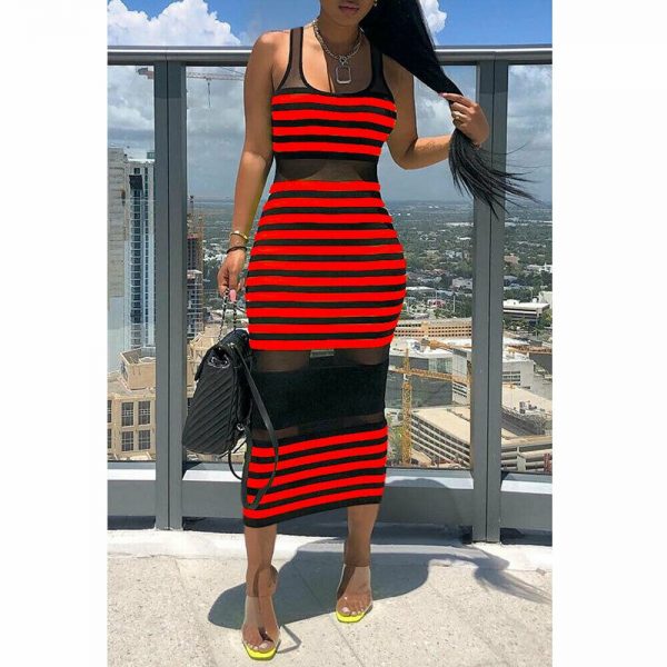 The Best Women Striped Sleeveless Bandage Bodycon Dress Summer Beach Ladies Casual  Holiday Party Slim Dress Sundress Online - Takalr