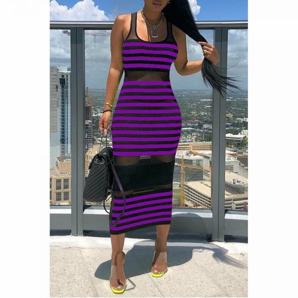 The Best Women Striped Sleeveless Bandage Bodycon Dress Summer Beach Ladies Casual  Holiday Party Slim Dress Sundress Online - Takalr