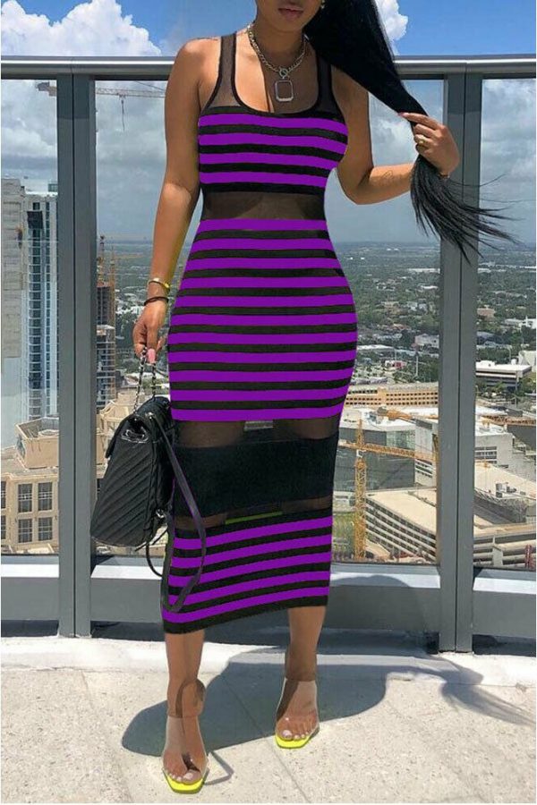 The Best Women Striped Sleeveless Bandage Bodycon Dress Summer Beach Ladies Casual  Holiday Party Slim Dress Sundress Online - Takalr