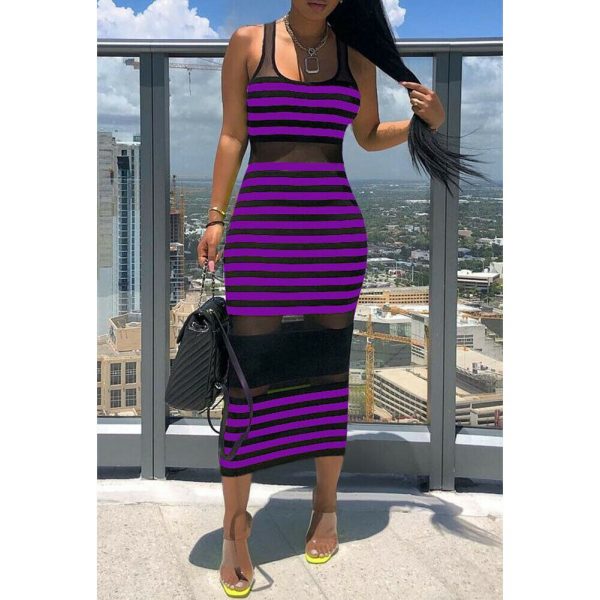 The Best Women Striped Sleeveless Bandage Bodycon Dress Summer Beach Ladies Casual  Holiday Party Slim Dress Sundress Online - Takalr