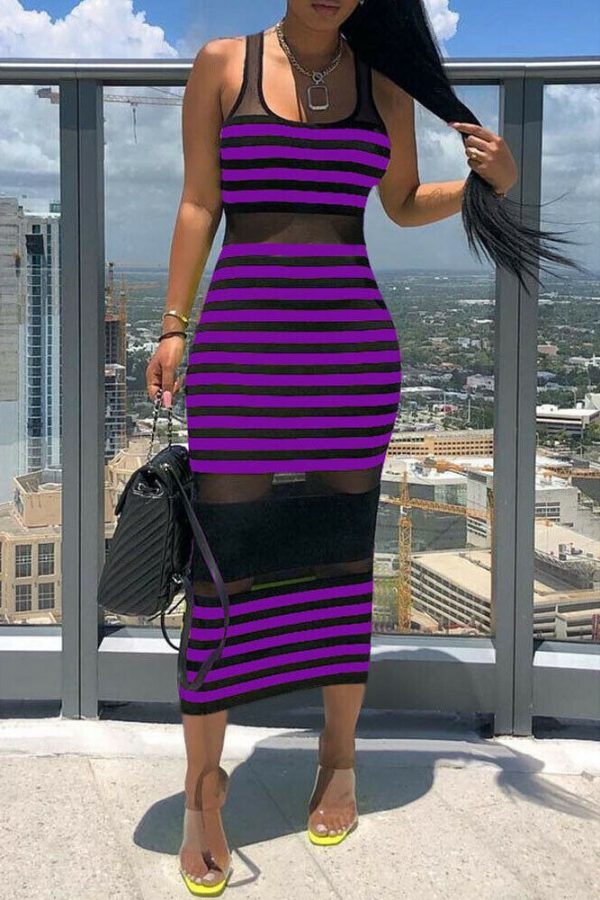 The Best Women Striped Sleeveless Bandage Bodycon Dress Summer Beach Ladies Casual  Holiday Party Slim Dress Sundress Online - Takalr