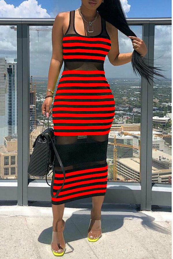 The Best Women Striped Sleeveless Bandage Bodycon Dress Summer Beach Ladies Casual  Holiday Party Slim Dress Sundress Online - Takalr