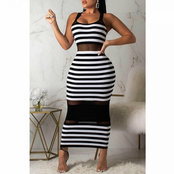 The Best Women Striped Sleeveless Bandage Bodycon Dress Summer Beach Ladies Casual  Holiday Party Slim Dress Sundress Online - Takalr