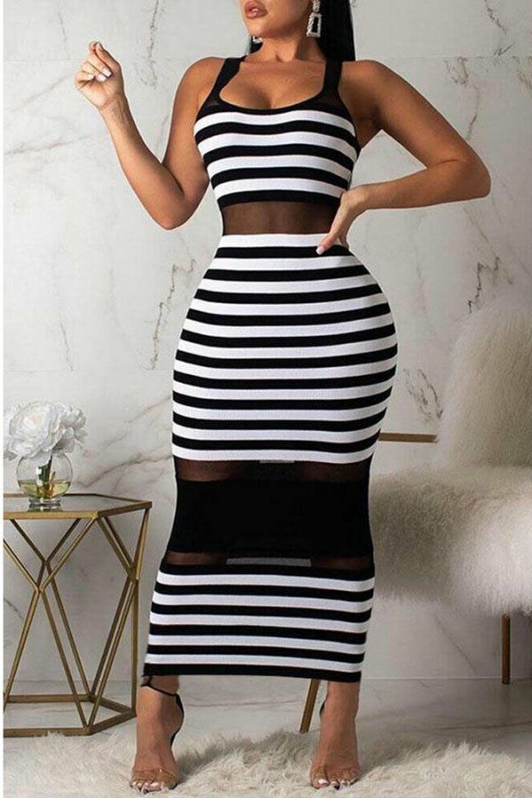 The Best Women Striped Sleeveless Bandage Bodycon Dress Summer Beach Ladies Casual  Holiday Party Slim Dress Sundress Online - Takalr