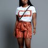 Women Summer 2 Pieces Set Short Sleeve O Neck T Shirt and Printed Hot Shorts Sexy Party Club Outfits Snakin Print Tracksuit - Takalr