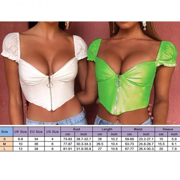 The Best Women Summer Beach Short Sleeve Ladies Blouse Shirt Slim Sexy Cami Crop Top Zip Up Slim Tank Top Streetwear Online - Takalr