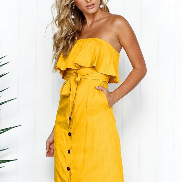 The Best Women Summer Boho Casual Evening Party Beach Dress Lady Sleeveless Strapless Sashes Elegant Holiday Fashion Sundress Online - Takalr