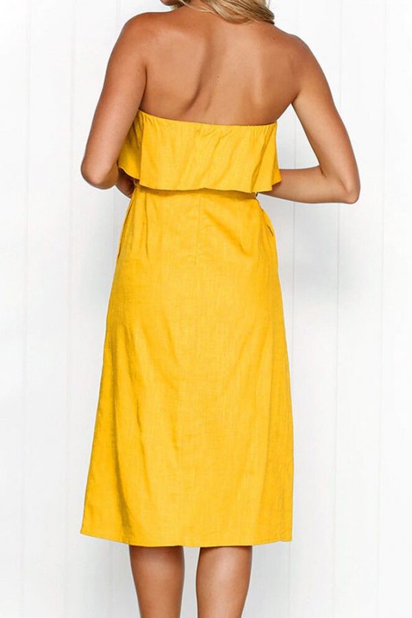 The Best Women Summer Boho Casual Evening Party Beach Dress Lady Sleeveless Strapless Sashes Elegant Holiday Fashion Sundress Online - Takalr