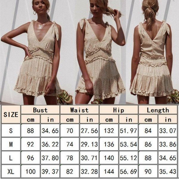 The Best Women Summer Boho Casual Sleeveless Sexy Ladies Deep V-Neck Falbala Party Casual Beach Mini Dress Sundress Online - Takalr