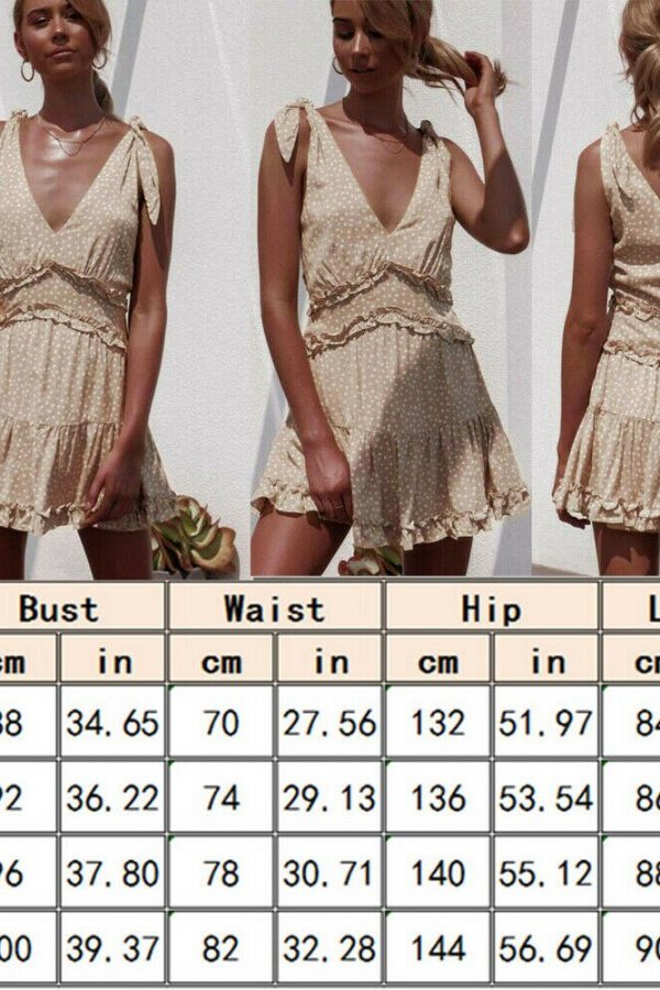 The Best Women Summer Boho Casual Sleeveless Sexy Ladies Deep V-Neck Falbala Party Casual Beach Mini Dress Sundress Online - Takalr