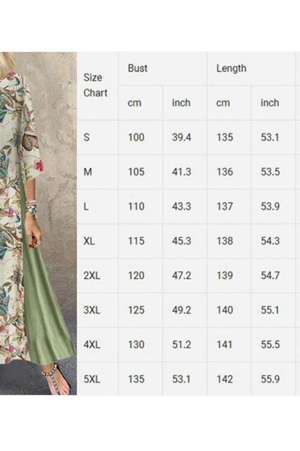 The Best Women Summer Boho Floral O Neck Long Sleeve Maxi Dress Ladies Casual Loose Dress Oversized Kaftan Beach Sundress Online - Takalr