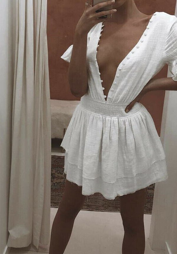 The Best Women Summer Boho Ruffle Short Mini Dress Female Short Sleeve V Neck Casual Beach Party Holiday Sundress Summer Clothes Online - Takalr