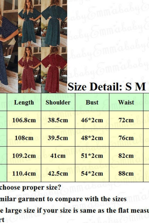 The Best Women Summer Casual Bohemian Dress 2019 Fashion Women Beach Polka Dot Short Sleeve V-Neck Wrap Floral Loose Long Dress Online - Takalr