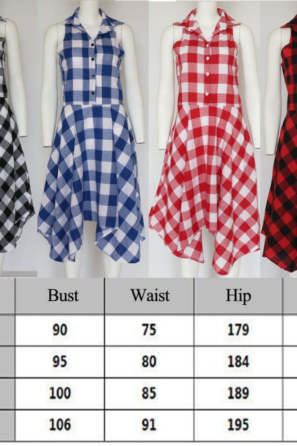 The Best Women Summer Casual Dress OL Ladies Sleeveless Plaid Shirt Dress Elegant Women Party Pleated Irregular Dress Lady Clothes Online - Takalr